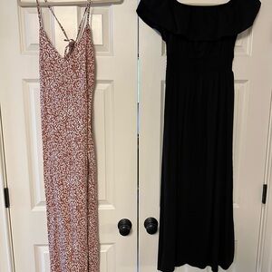 Old Navy Black and Brown Midi Dresses set of 2